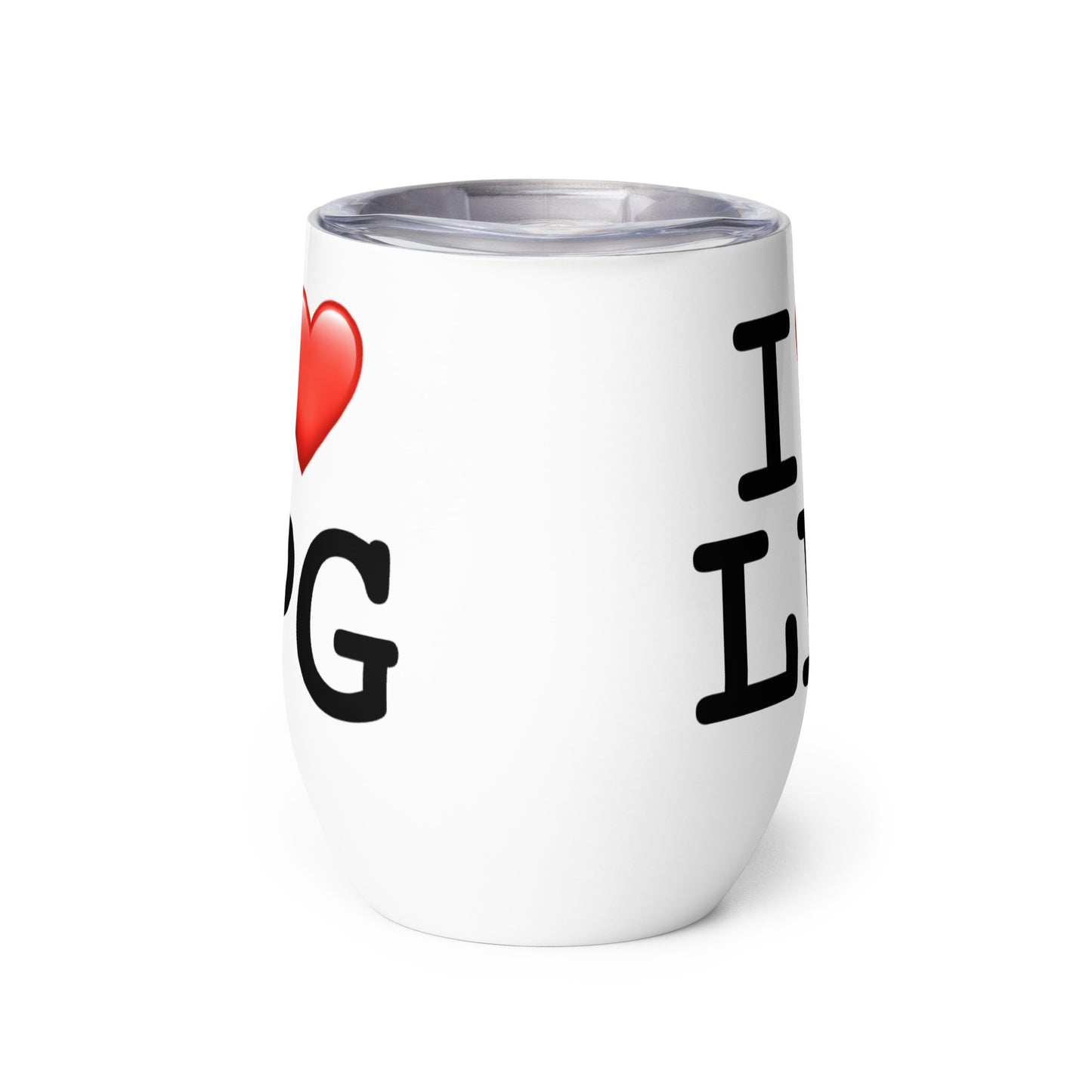 Wine tumbler with “I H LPG” logo