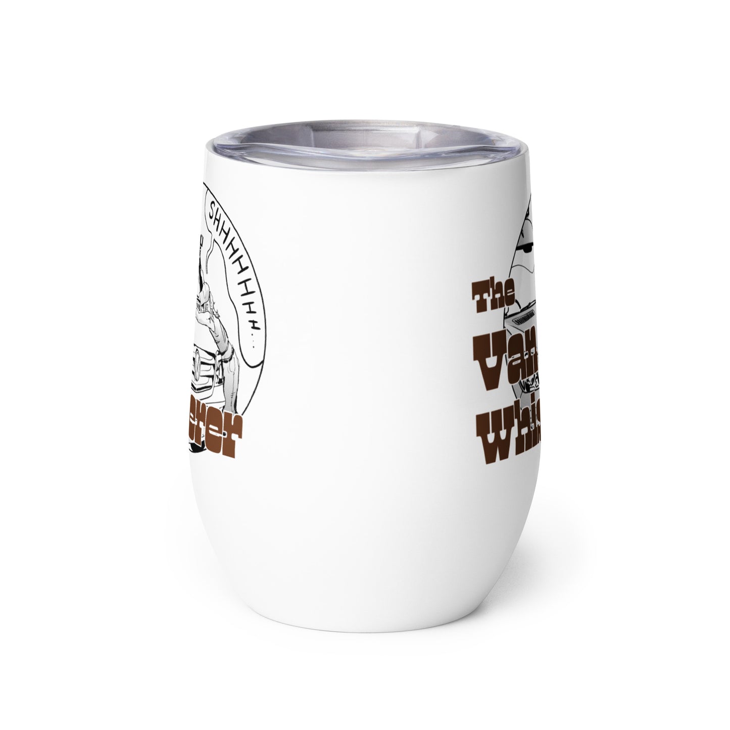 Wine tumbler with “The Van Whisperer” (F) logo