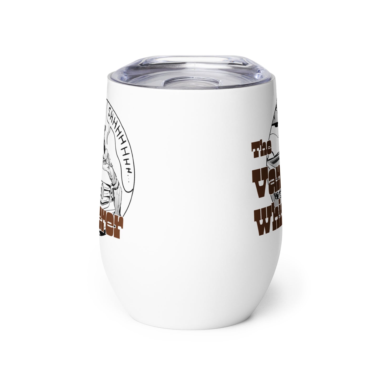 Wine tumbler with “The Van Whisperer” (F) logo