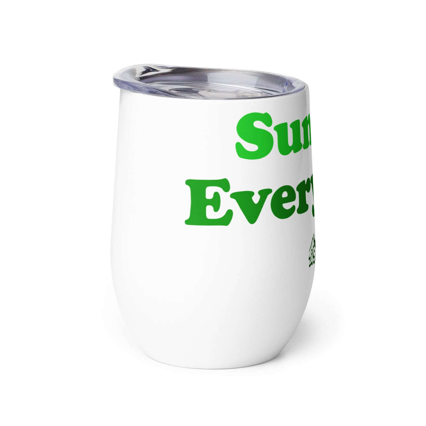 Wine tumbler with “Sunday Every Day” logo