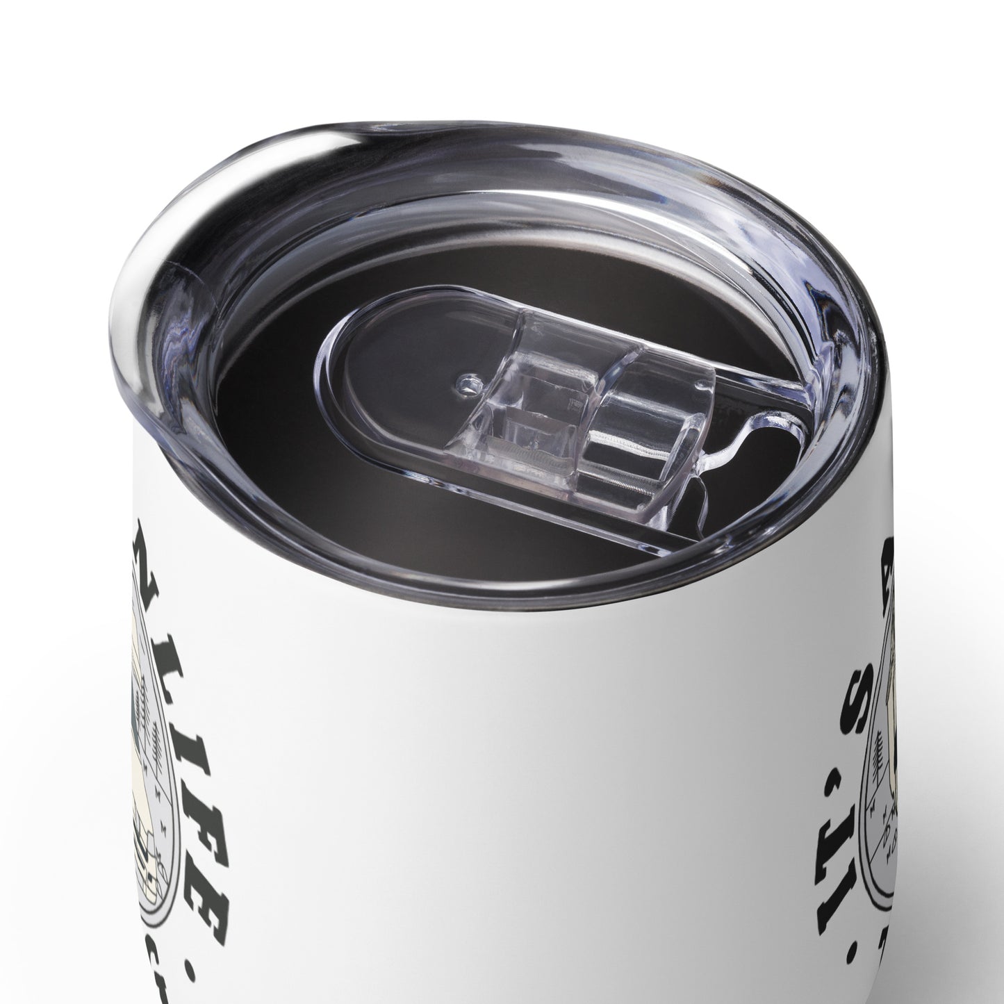 Wine tumbler with IAVLT (MoHo1) logo