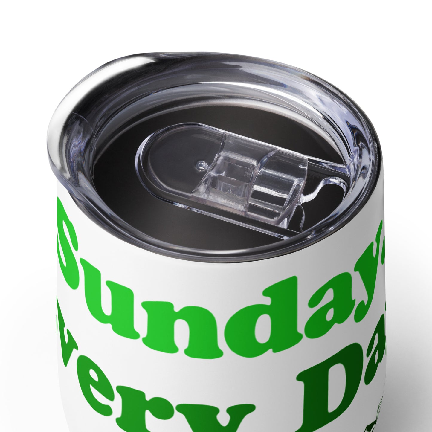 Wine tumbler with “Sunday Every Day” logo