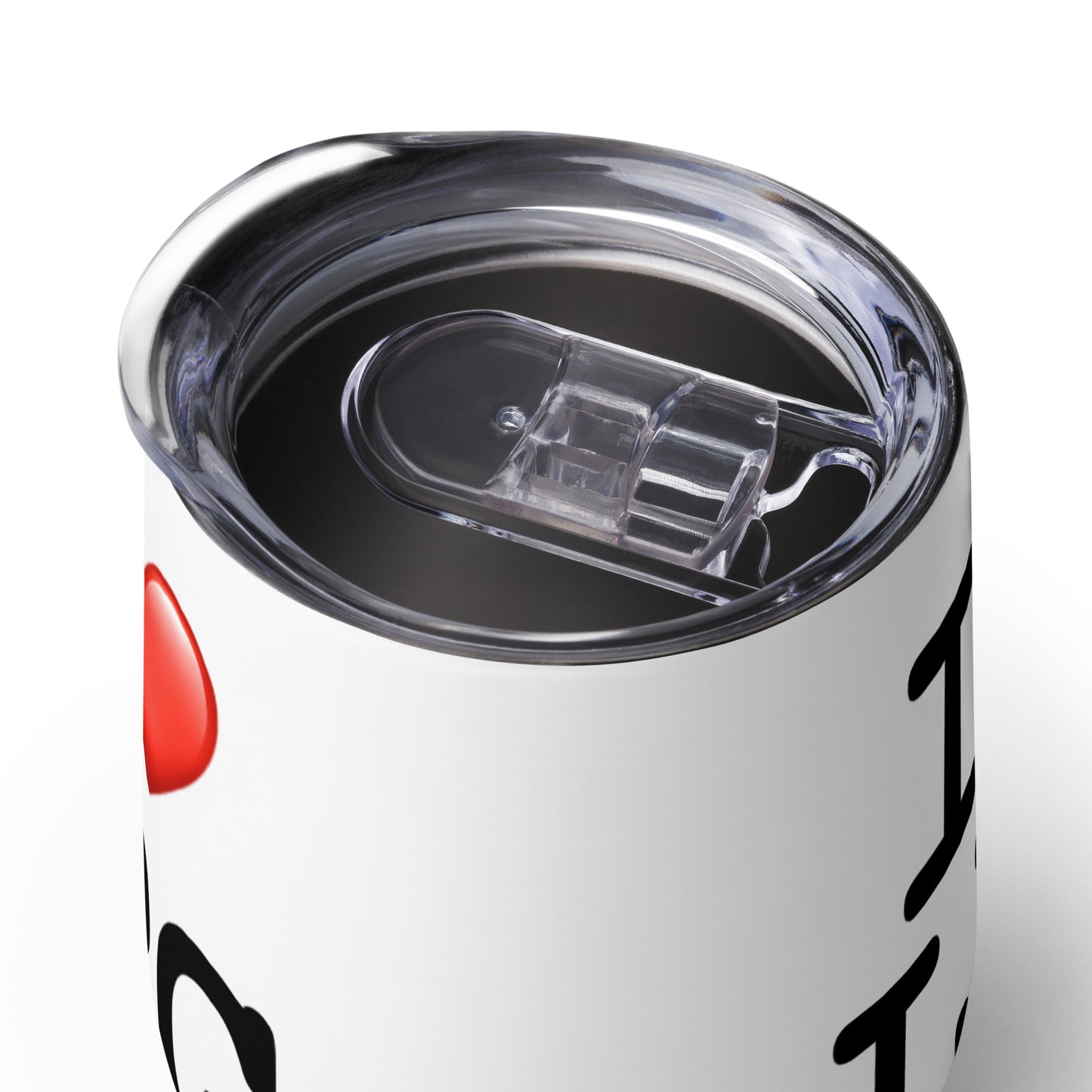 Wine tumbler with “I H LPG” logo