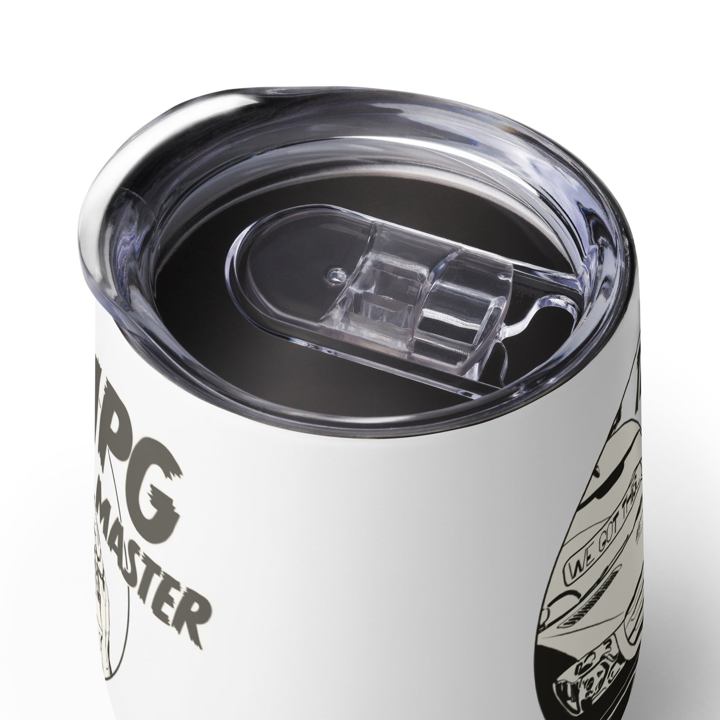 Wine tumbler with “The MPG Master” (F) logo