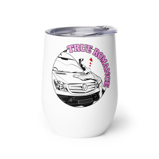 Wine tumbler with “True Romance” (M) logo